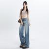 Summer Vintage Washed Relaxed Straight Drape Floor Wide Leg All Match Denim Pants For Ladies Casual Pants Oversize Denim Trousers