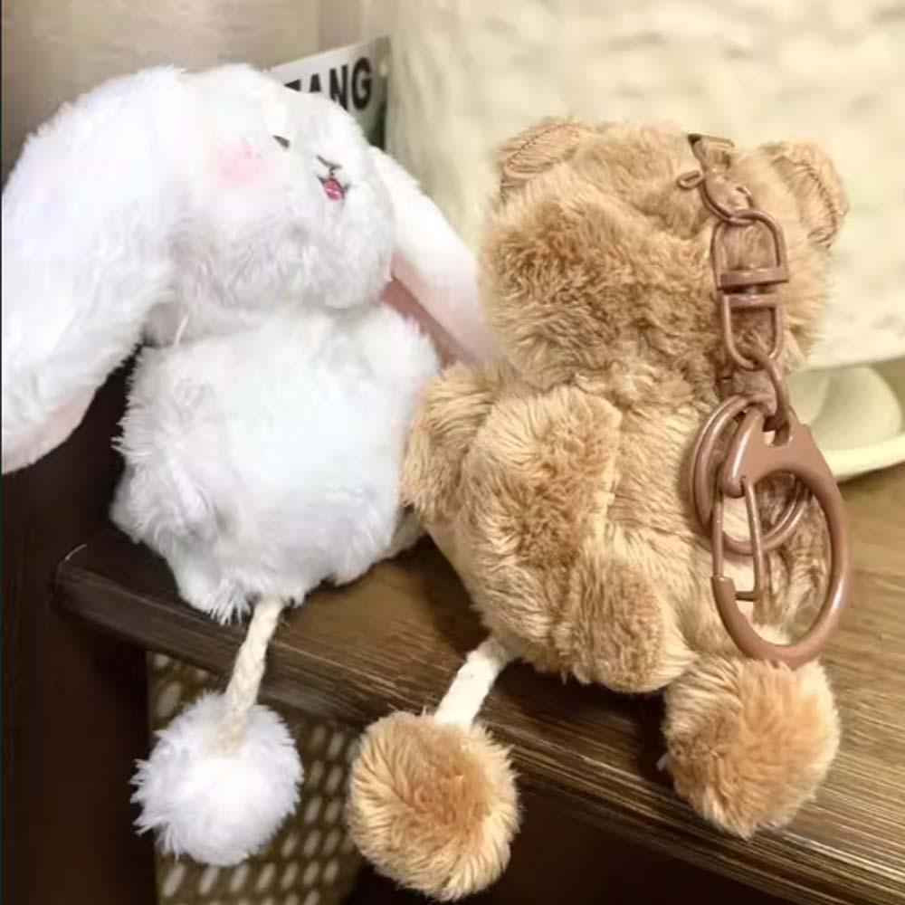 Soft Plush Dog Pendant Ornament Cartoon Animal Keychain Cute Bear Doll Key Ring Bag Pendant