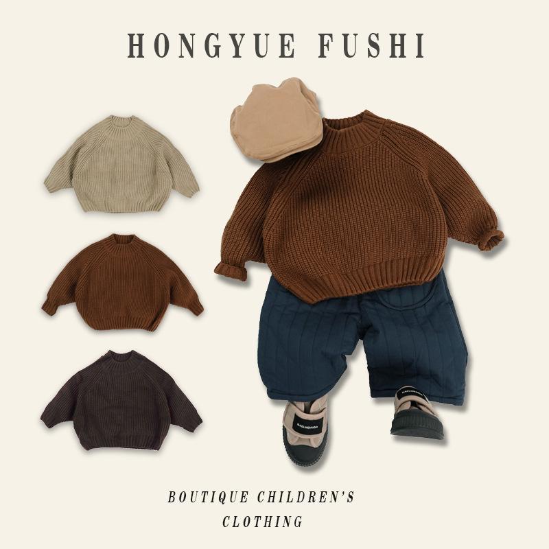 

Mori-Style Korean Autumn & Winter Chunky Knit Sweater - Cozy, Loose, and Warm Pullover for Boys and Girls 130 cm
