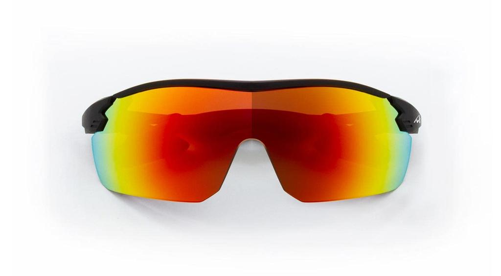 Sportsonnenbrille SCHWARZ MATT mit abnehmbarem Schweißband vorne neue Seitenblenden Nasenpolsterlos AF-305 C-3 Bügel, Polster, Glas, Unisex.