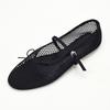 Mesh Summer Ballet Flats Shoes Women Buckle Strap Breathable Summer Flats Shoes Ladies Black Mary Janes Footwear Loafers