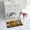 2D Flat Cute Cat Printed Faux Cashmere Bath Mat Absorbent Entrance Door Mat Non Slip Bathroom Rug