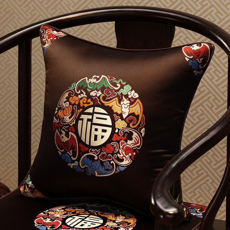 Chinese-Style Jacquard Square Pillow Cover Embroidered Lumbar Pillow Case Sofa Large Backrest Cover Hotel Office Home Decor