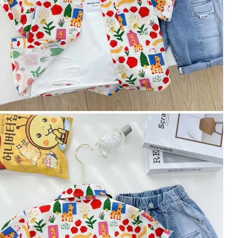 Cămăși Casual Florale de Vară pentru Băieți - Mâneci Scurte Stil Trendy de Plajă pentru Copii