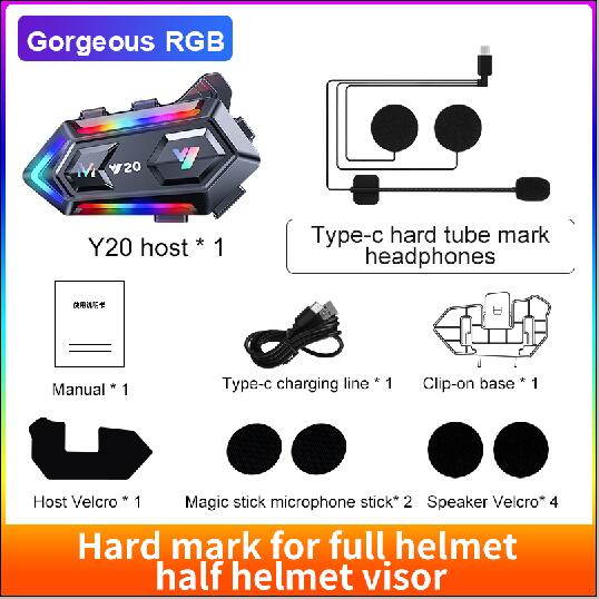 Bluetooth 5.3 Y20 Motorcycle Helmet Headset For Riders Waterproof 1000mAh Interphone Phone Device Communicator Speakers