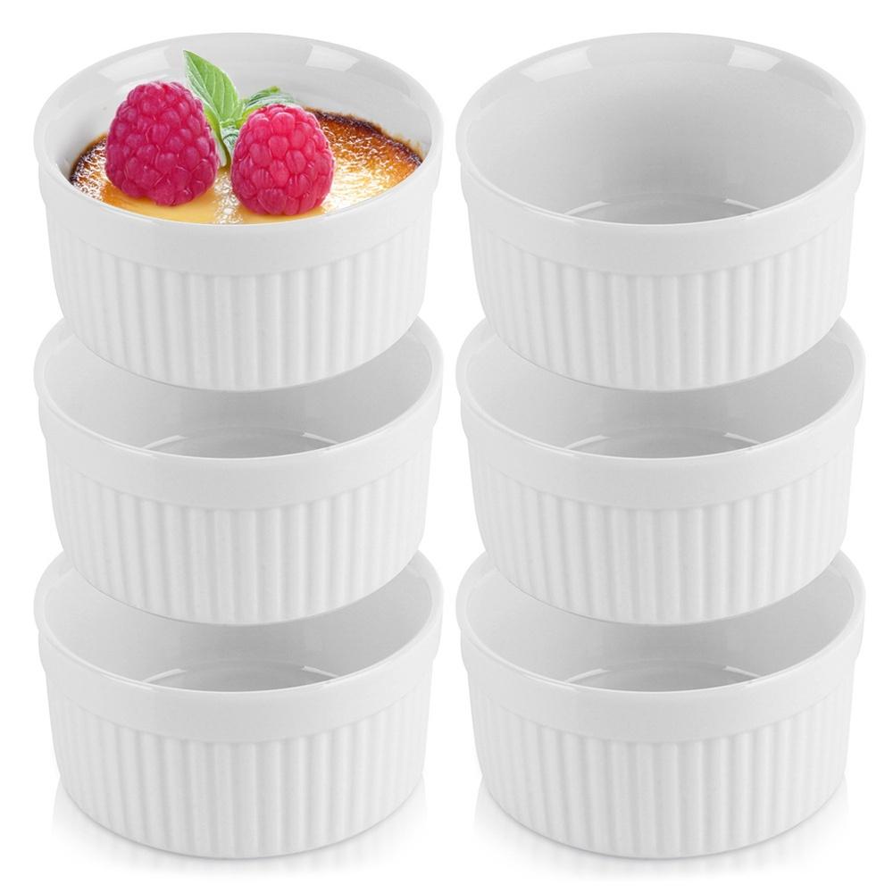6x Ovenproof Casserole Dish Bowl Ceramic Ramekin 260 ml