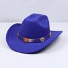 Metallic Belt Jazz Woolen Fedora Hat, Autumn and Winter Wide-Brimmed Felt Hat, Popular for British Travel and Evening Parties, Cowboy Hat