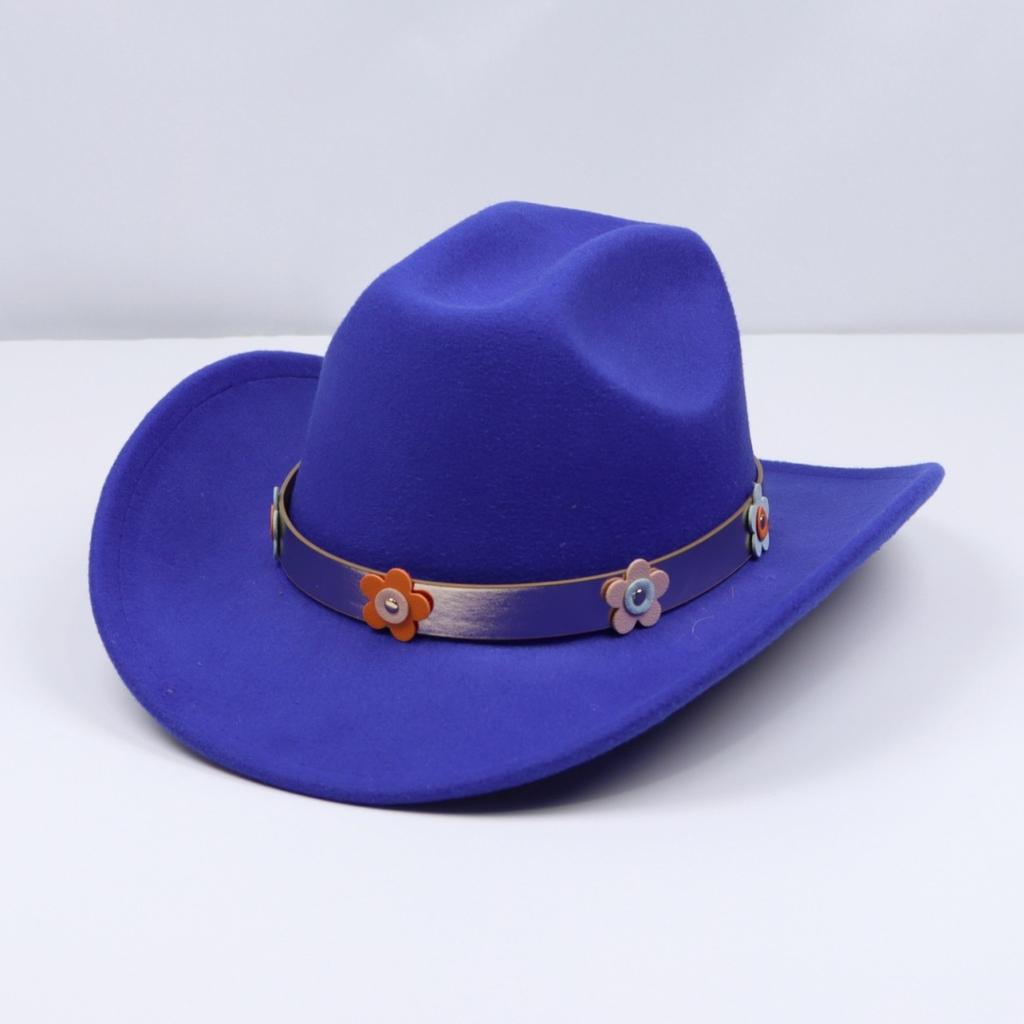 Metallic Belt Jazz Woolen Fedora Hat, Autumn and Winter Wide-Brimmed Felt Hat, Popular for British Travel and Evening Parties, Cowboy Hat