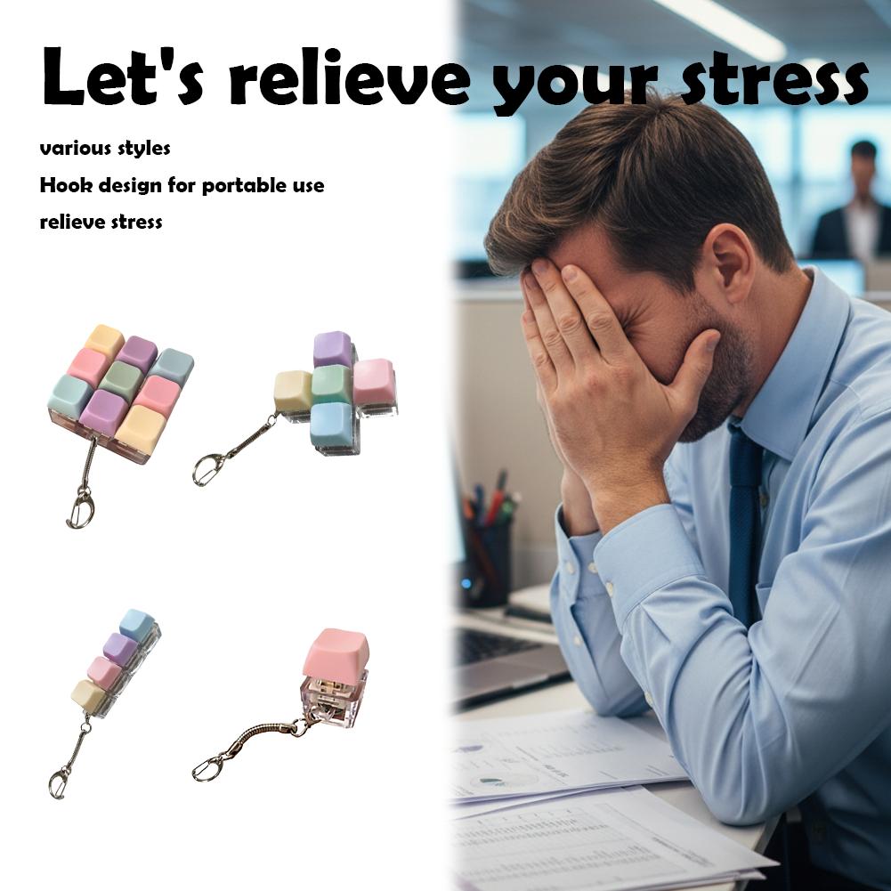 Keyboard Switch Fidget Keychain Cute Pastel Clicky Stress Relief Toy Kawaii Sensory School Bag Pendant Gift