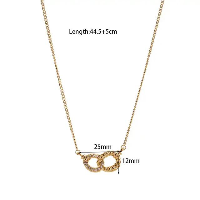 INS Light Luxury Rose Flower Sun Double Ring Pendant Necklace, 18K Gold-Plated Stainless Steel, Waterproof Clavicle Chain