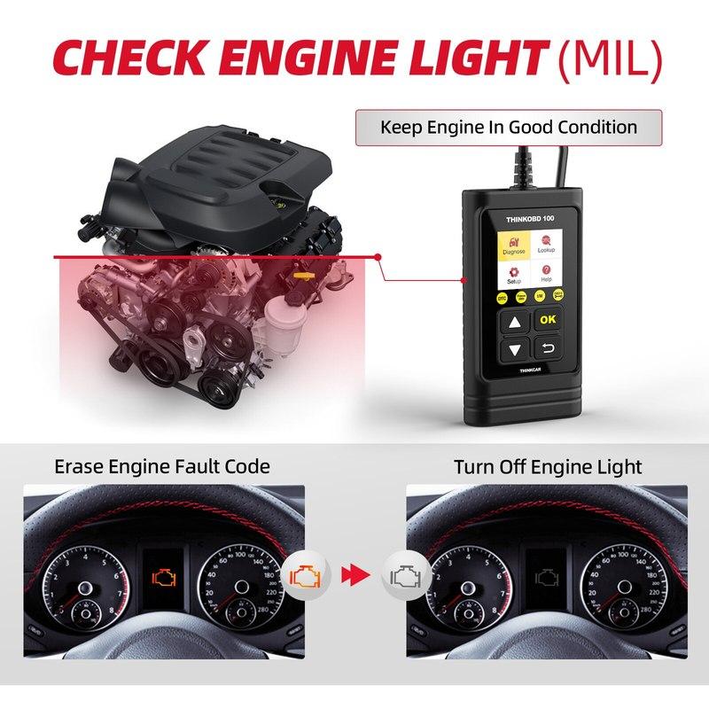 THINKCAR THINKOBD 100 Auto OBD2 skener Čtečka chybových kódů auta Vymazání kódu Test emisí 10 režimů OBD 2 funkce Autodiagnostika