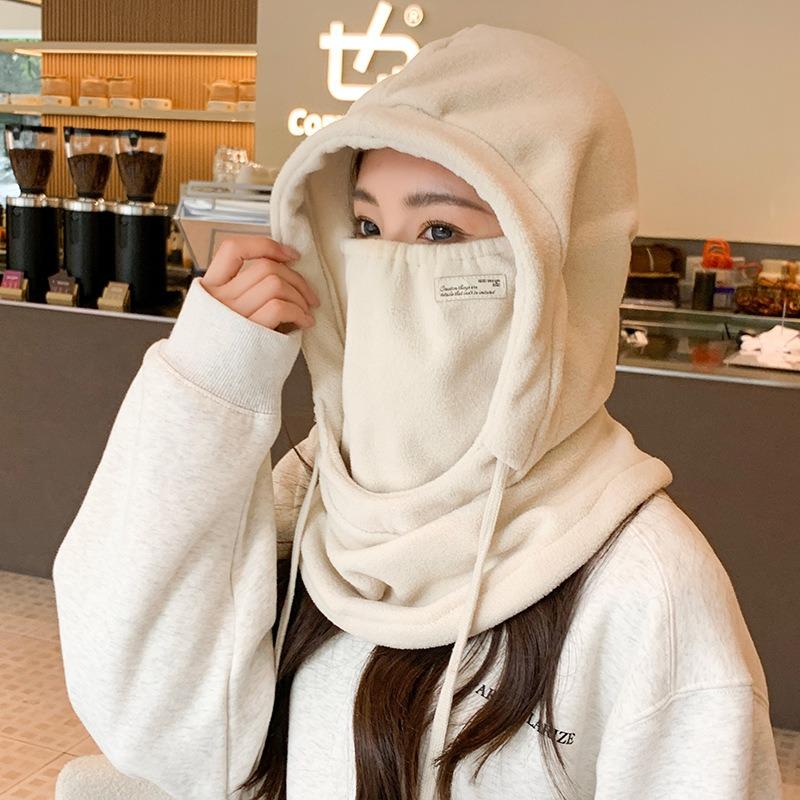 Motorcycle Winter New Knitted Hat Lady Wool Cap Mask Heating and Thickening of Cycling Neck Cap