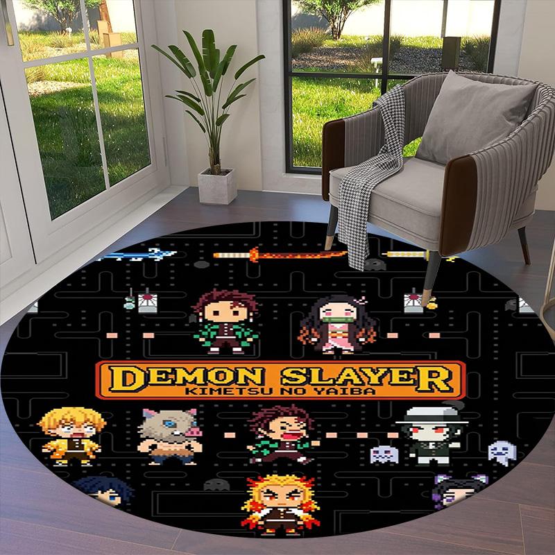 Demon Slayer Round Area Rug Carpet Rug For Living Room Bedroom Sofa Playroom Decor Nonslip Floor Mat