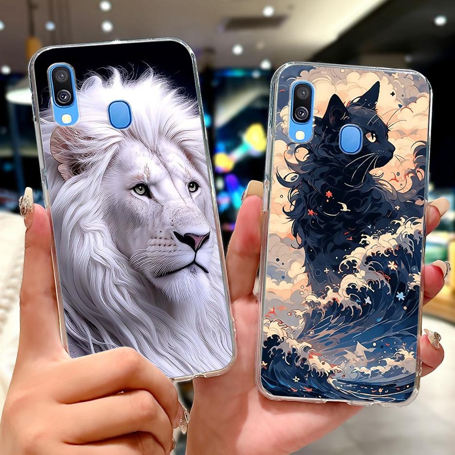 For Samsung Galaxy A40 Case SM-A405F Cute Cat Lion Painted Cover 5.9'' Soft Slim Phone Case For Samsung A40 A 40 GalaxyA40 Shell