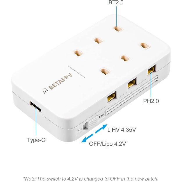 Зарядная плата BETAFPV на 6 портов для 1S LiHV аккумуляторов, портативный Type-C зарядник 4,35 В 1 А, 1S LiHV зарядник для RC аккумуляторов с разъемом BT2.0/PH2.0 для