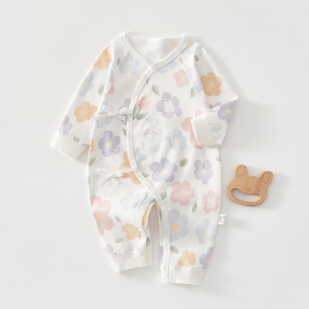 Neugeborenen Strampler aus reiner Baumwolle mit Schmetterlingsmotiv - Vier Jahreszeiten, Knochenloser Jumpsuit für Frühling & Herbst
