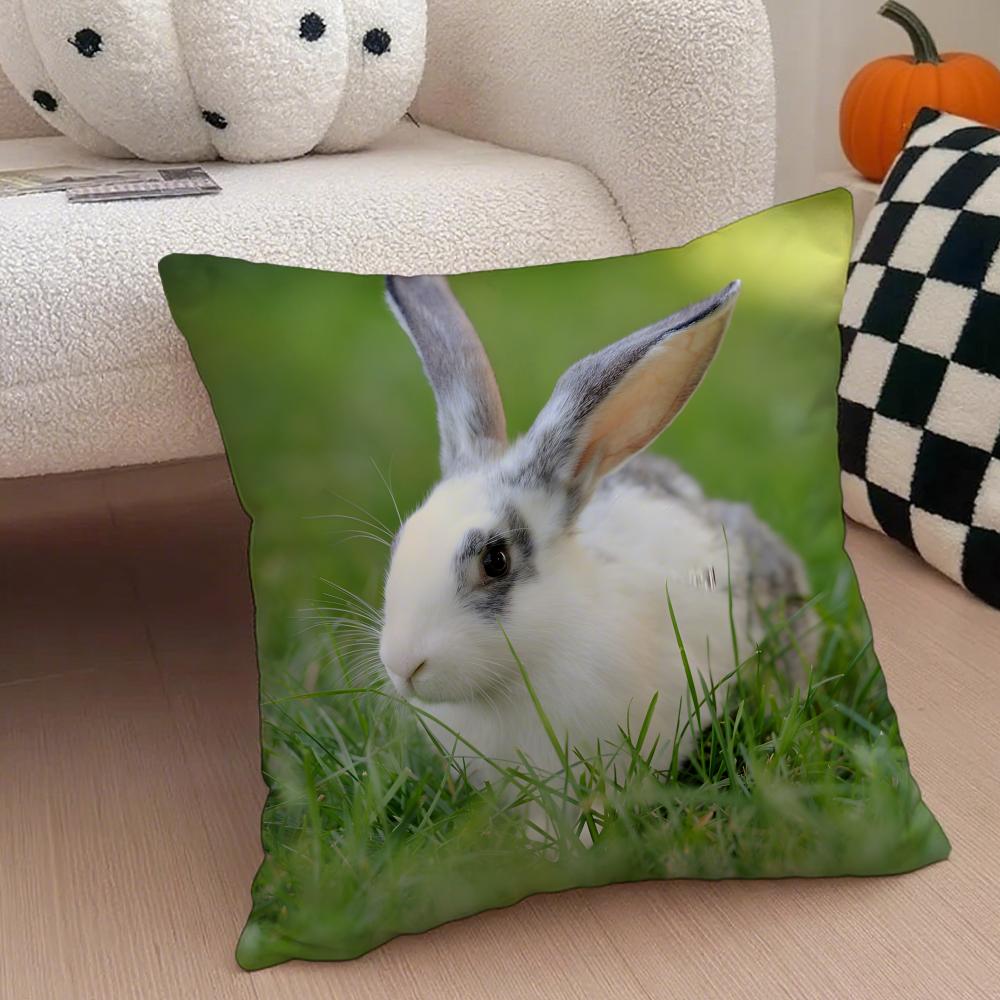 cute Pastoral rabbit Cushion Cover Throw Pillow Cover Hidden Button Durable Polyester Chair Cushion