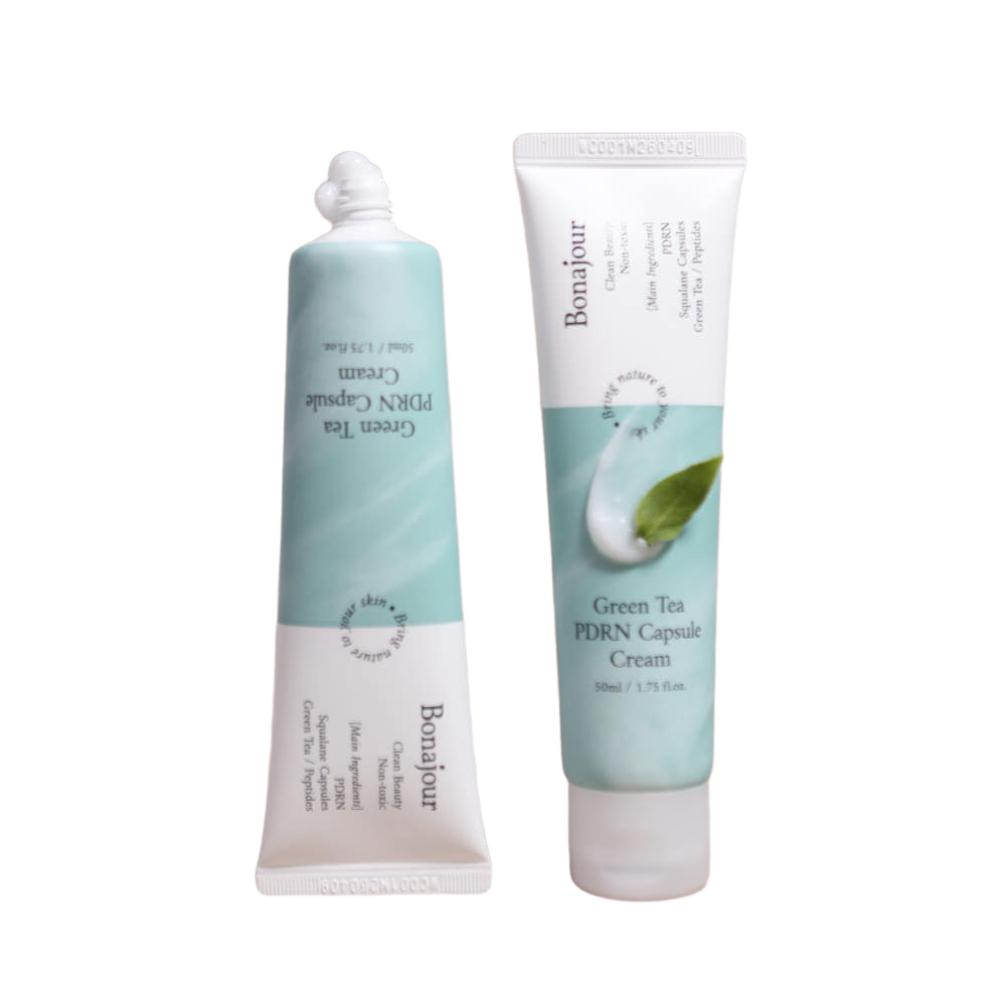Bonajour Green Tea PDRN Capsule Barrier Cream 50ml x 2 Double Set Intensive Skin Repair Elasticity Moisturizer K-Beauty