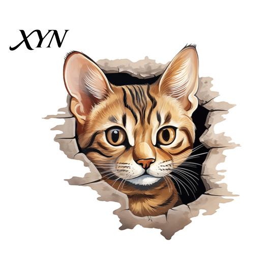 Toilet Lid Decoration Broken Wall Cat Sticker, Peel And Stick Decor PVC Bathroom Decal Decal, Removable Waterproof Sticker for