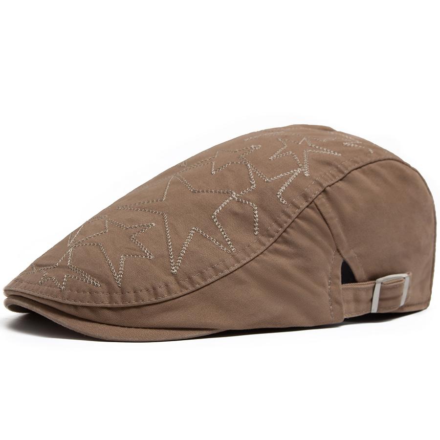 Femei Bărbați Modă Șepci Plate Vintage Broderie Pentagramă Baretă Bumbac Șapcă Newsboy Un Strat Retro Casual Pălării cu Vizor Unisex