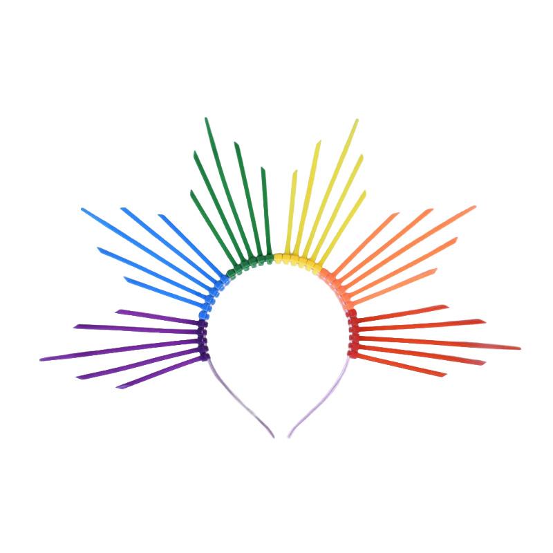 

1 шт. Обруч для волос Модная повязка для волос Преувеличенный Солнце Радуга Разноцветный Головной убор Креативный Нимб Богини B