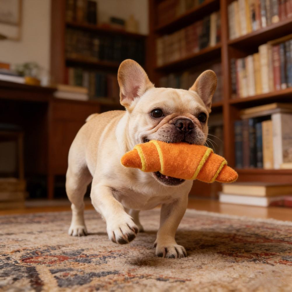 Hidden Treat Dog Toy Dog Enrichment Toy Soft Croissant Chew with Squeaker Multi-layered Snuffle Pockets for Treat Hiding Scent