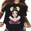 Mickey Ear Hat Ariel The Little Mermaid Print T-shirts Casual Streetwear Vintage Harajuku Princess Print T Shirt 90s Girls