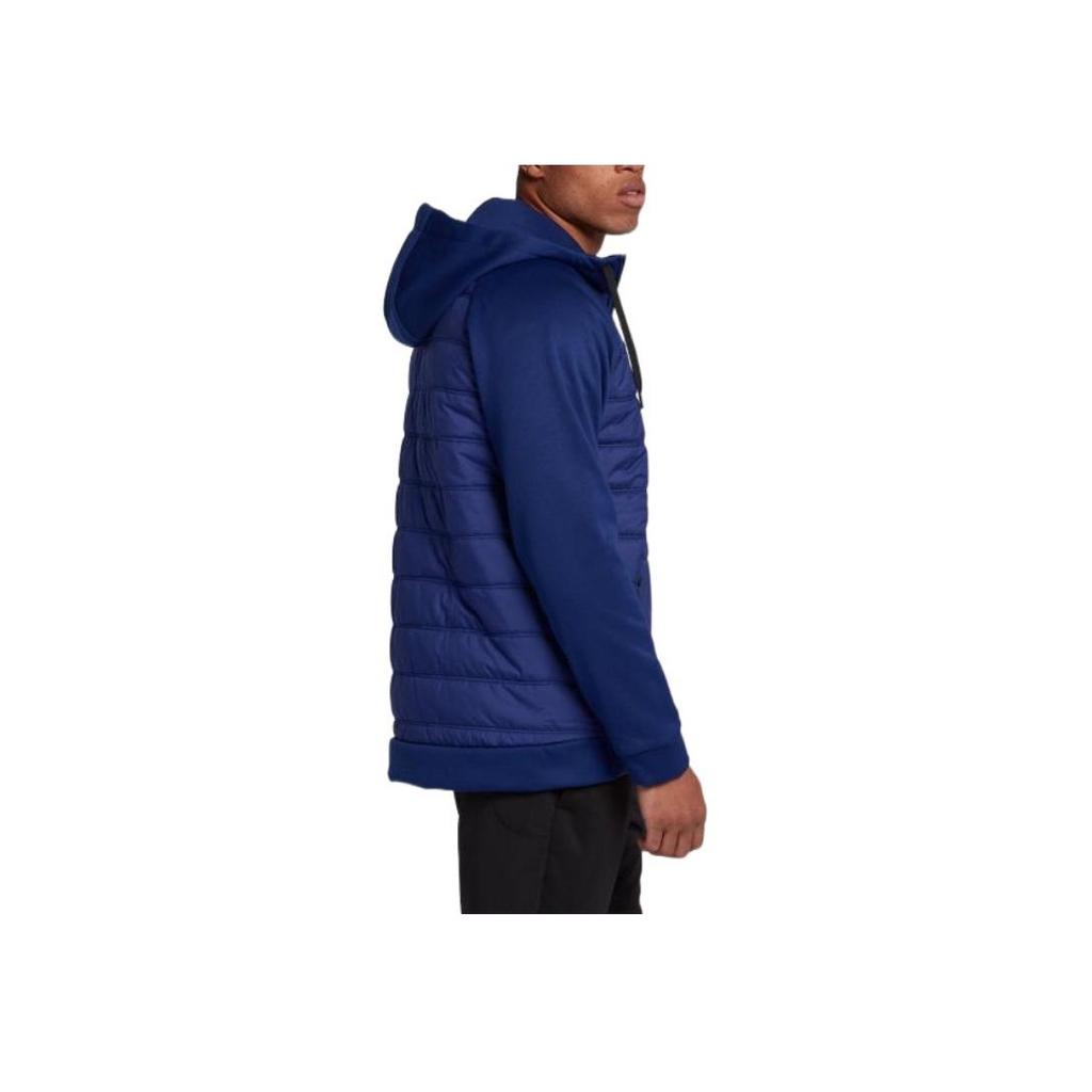 Nike Logo Print Kangaroo Pocket Hooded Cotton Jacket Men Jacket Blue AO1441-478