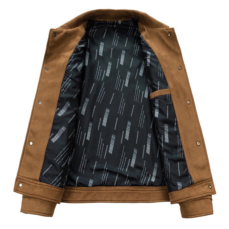 Men’s 2024 Autumn Suede Jacket: Trendy Loose Fit with Turn-Down Collar - Versatile Casual Top.