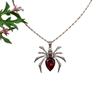Personality Gothic Dark Imitation Spider Red Crystal Pendant Necklace for Men Women Halloween Party Collar Chain Jewelry Gifts