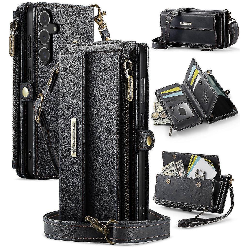 Compatible For Samsung Galaxy A16 5G Case CASEME C39 RFID Zipper Wallet Stand Leather Cover with Strap