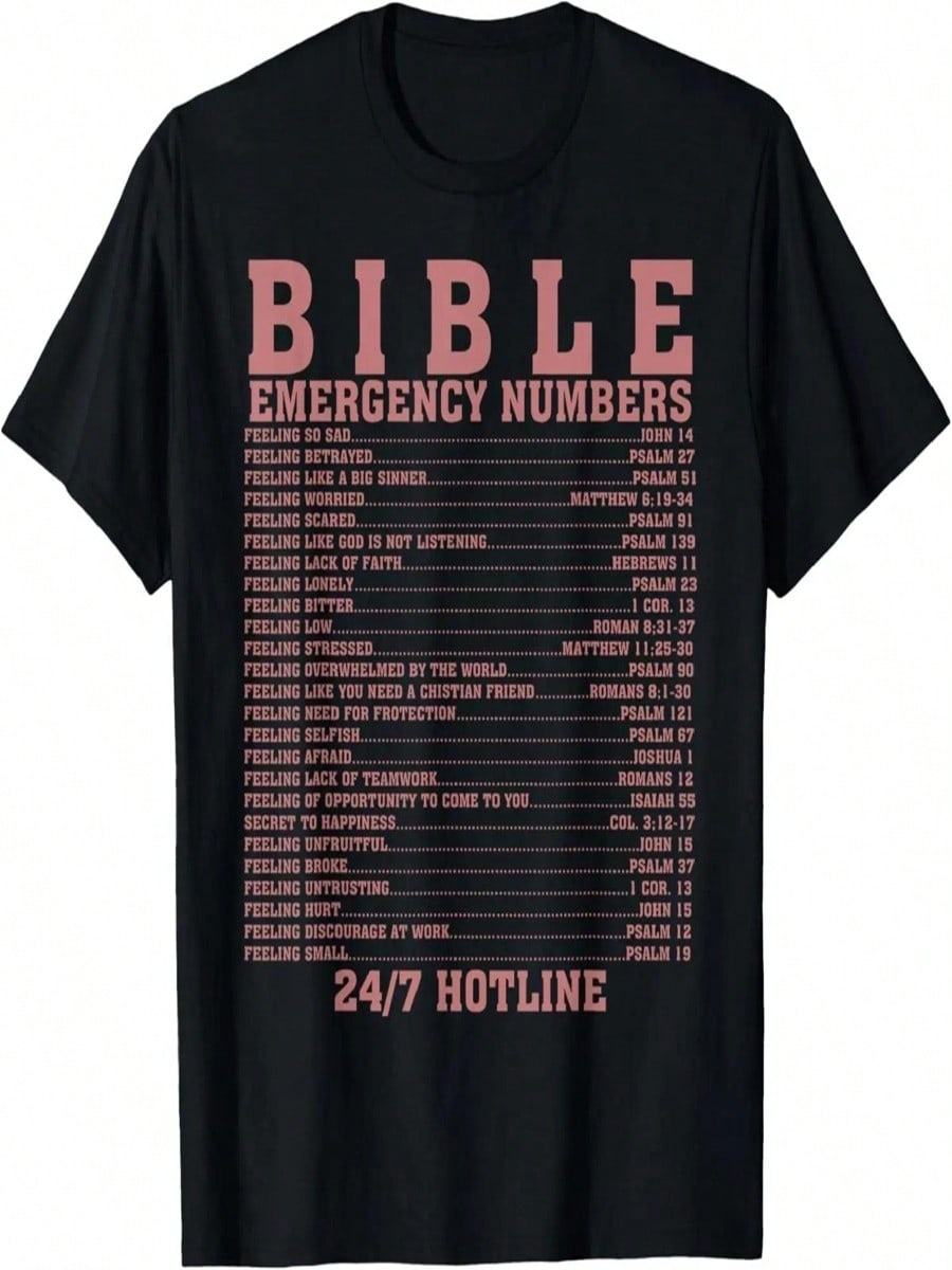 Funny Bible Emergency Numbers Gift Men Women Cool Christian T-Shirt S разноцветный