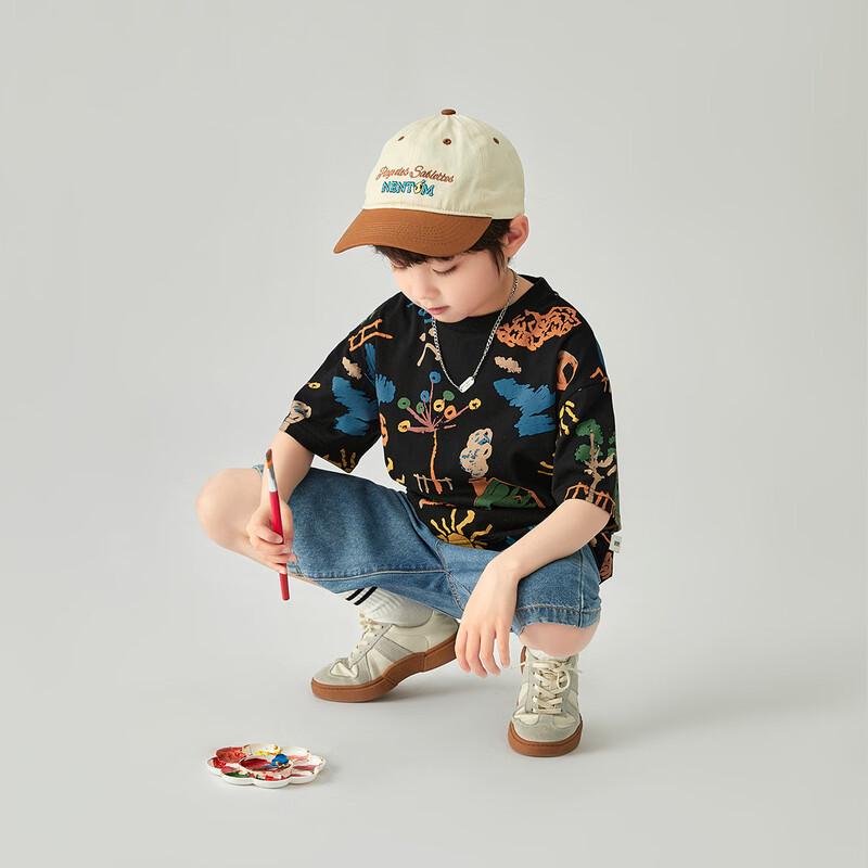 

Boys Graffiti Print Casual Cotton Short Sleeve T-Shirt 140