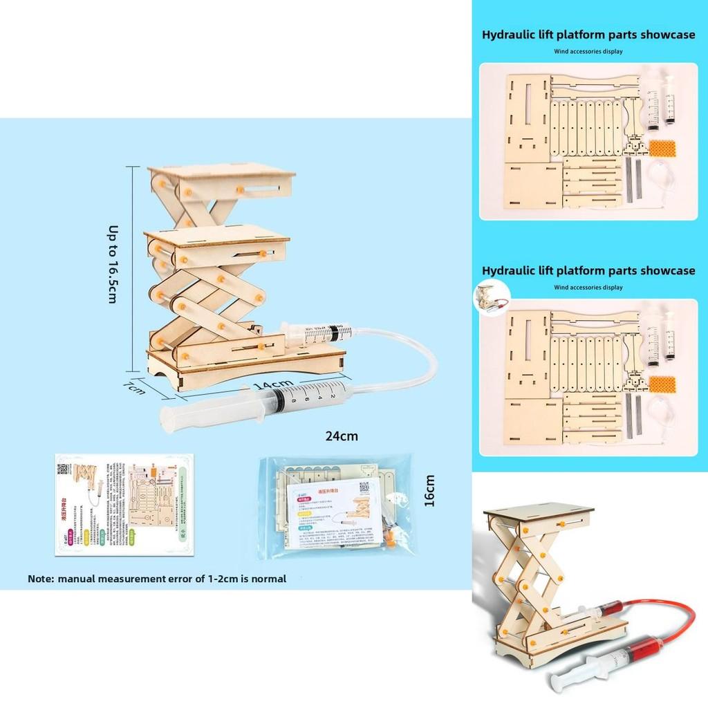 Childrens Wooden Hydraulic Lift Science Diy Kit With Educational Physics Toy For Kids