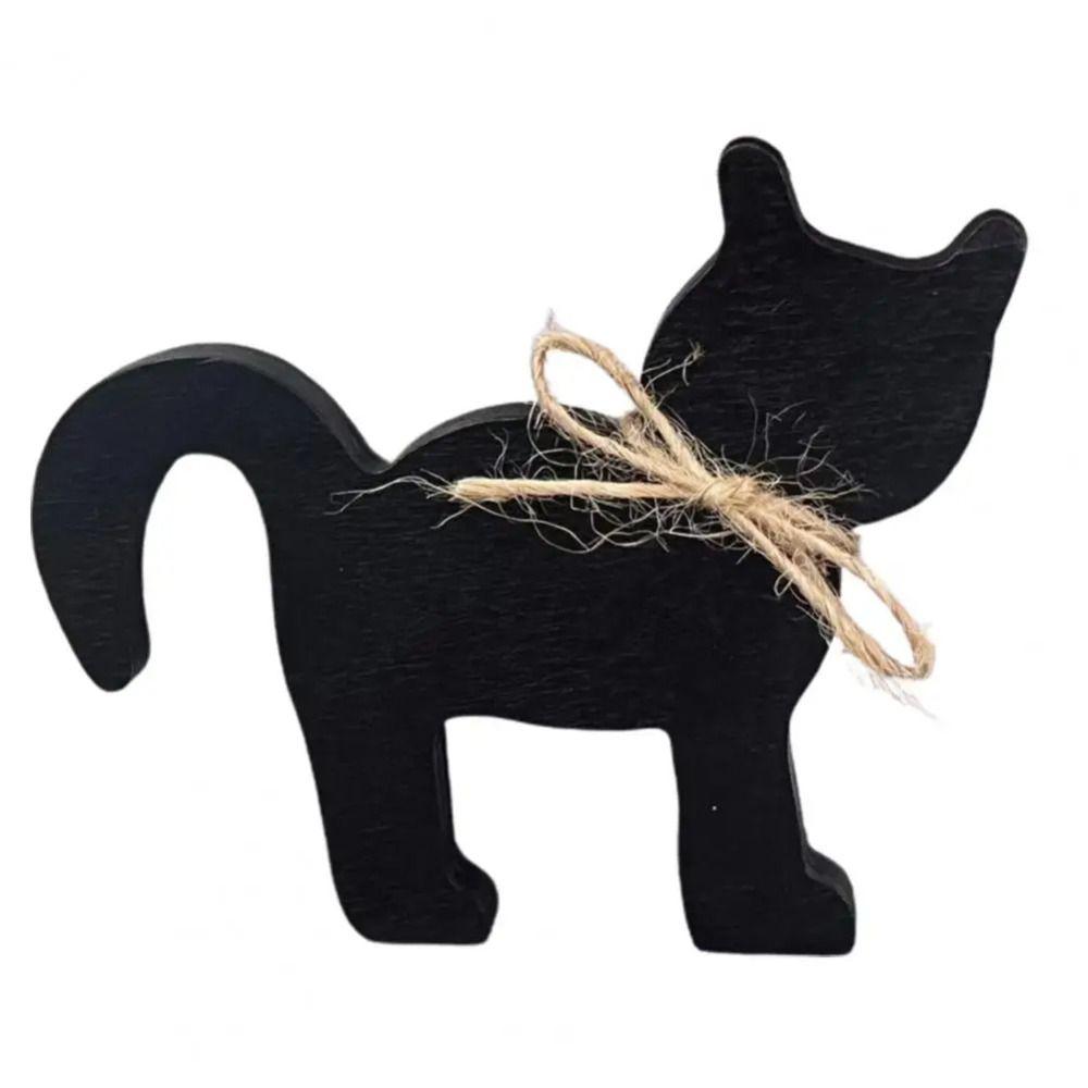 2pcs Mini Halloween Black Cat Ornament Cute Animal Statue Atmosphere Decoration Cat Figurine Gift