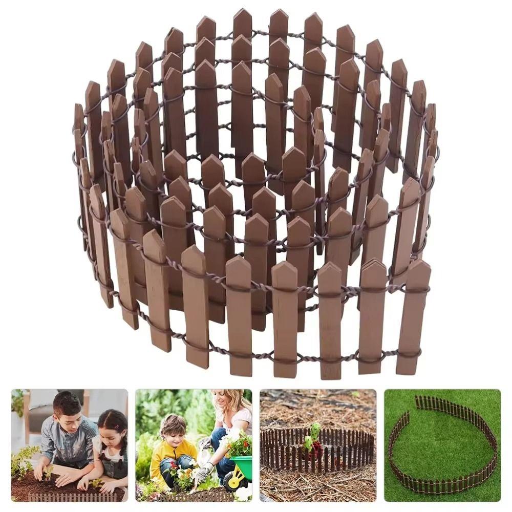 Natural Wood Mini Fairy Garden Fence 90x5cm DIY Wooden Fence  Indoor Courtyard