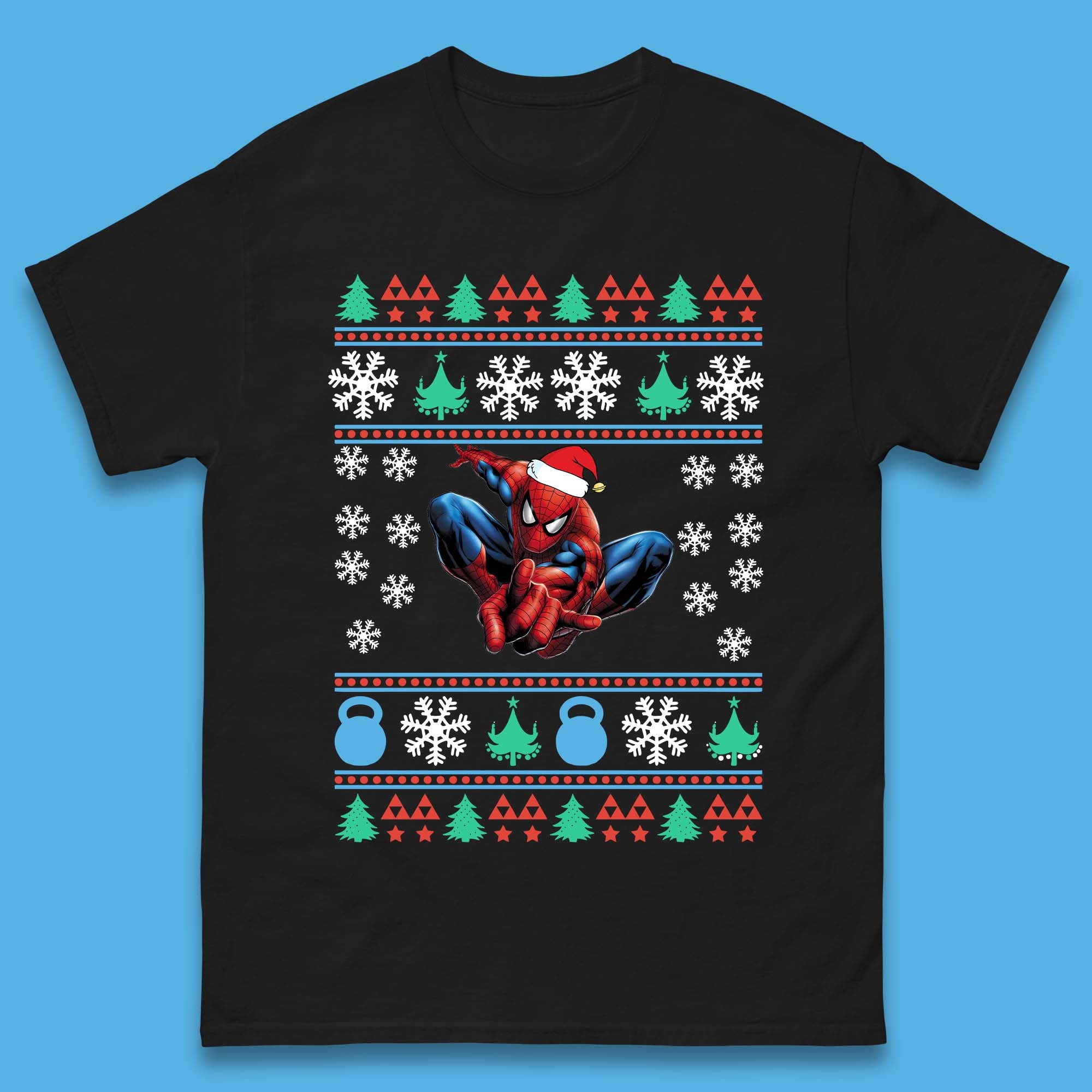 Spiderman Christmas Mens T-Shirt Womens Tops Tees L