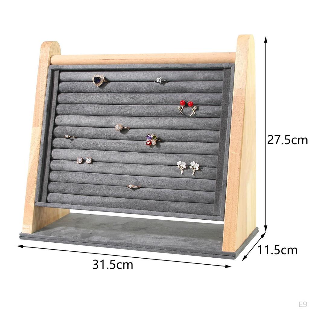 Ring Holder Ear Studs Multi Tiers Wooden Jewelry Organizer Display Rack for