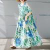 Round Neck Printed Bohemian Long Dress for Summer