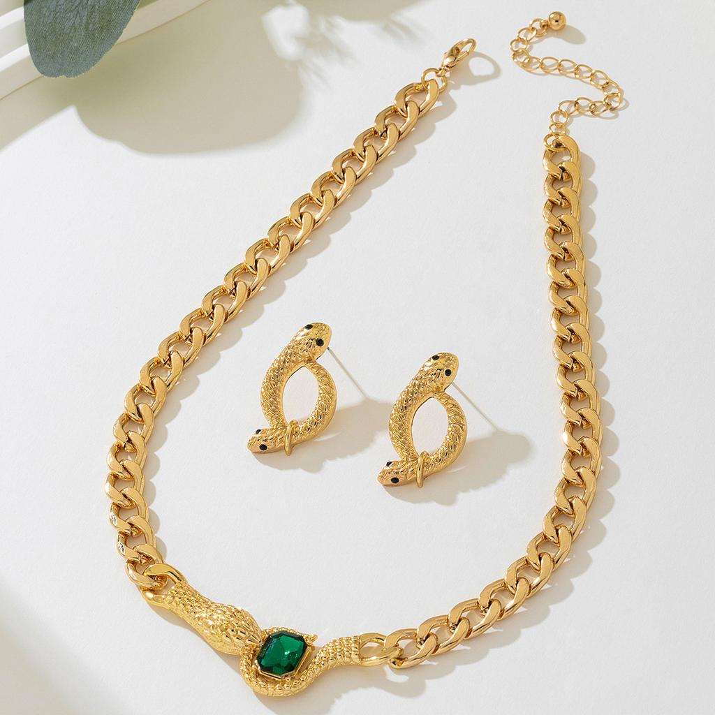 Fashion Snake Head Necklace Earrings Set