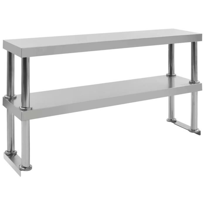 VidaXL Étagère de table de travail 2 niveaux 120x30x65 cm Inox