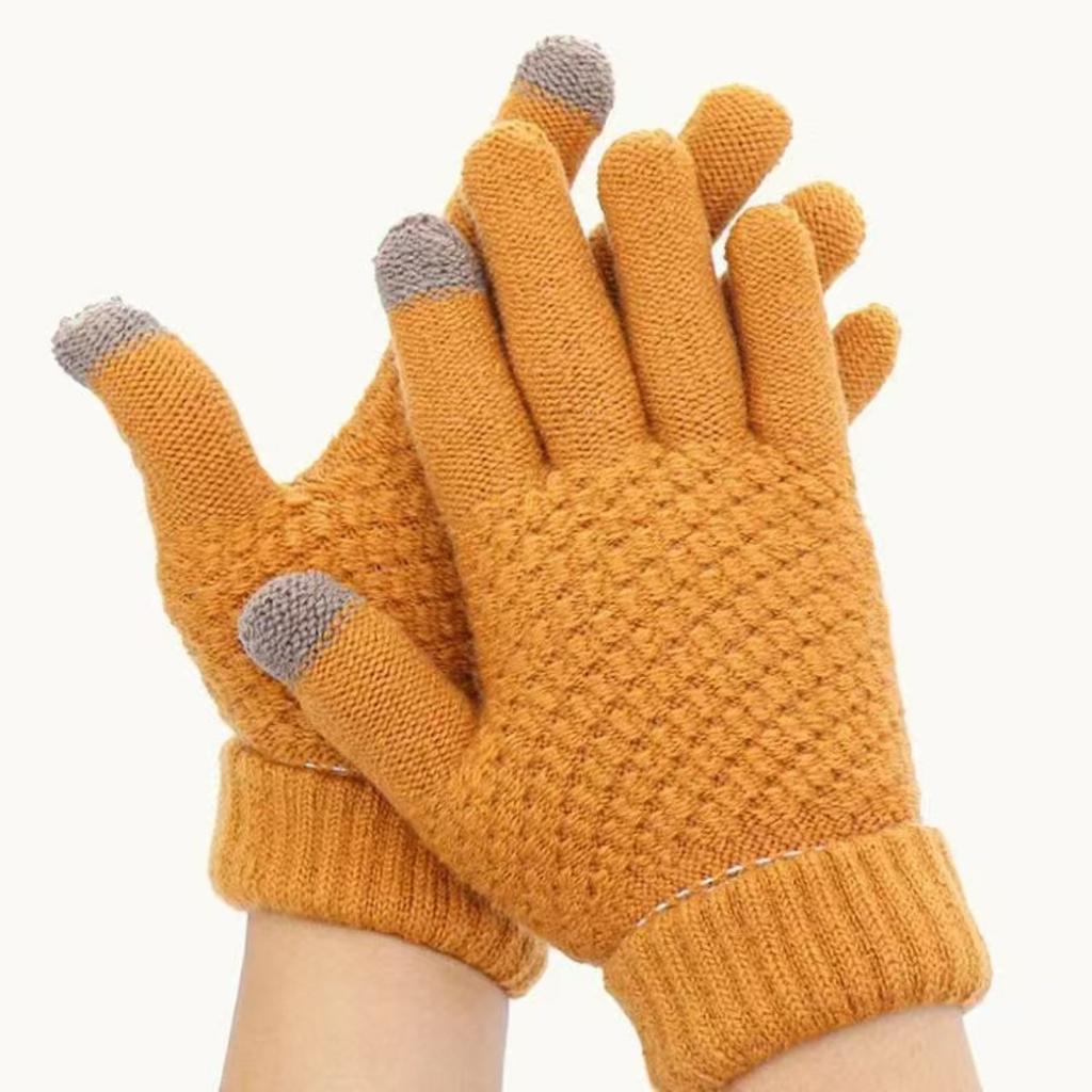 Winter Thick Plush, Pineapple Knit, Touch Screen, Cycling Cold Proof, Plush Pattern, Warm Gloves