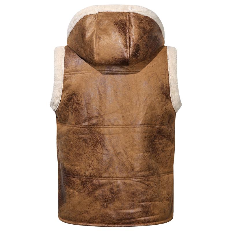 Mens High Quality Leather Jackets Winter Male Fleece Warm Vest Coats Men Stand Collar Army Thicken Waistcoats Clothing Mens Jack
