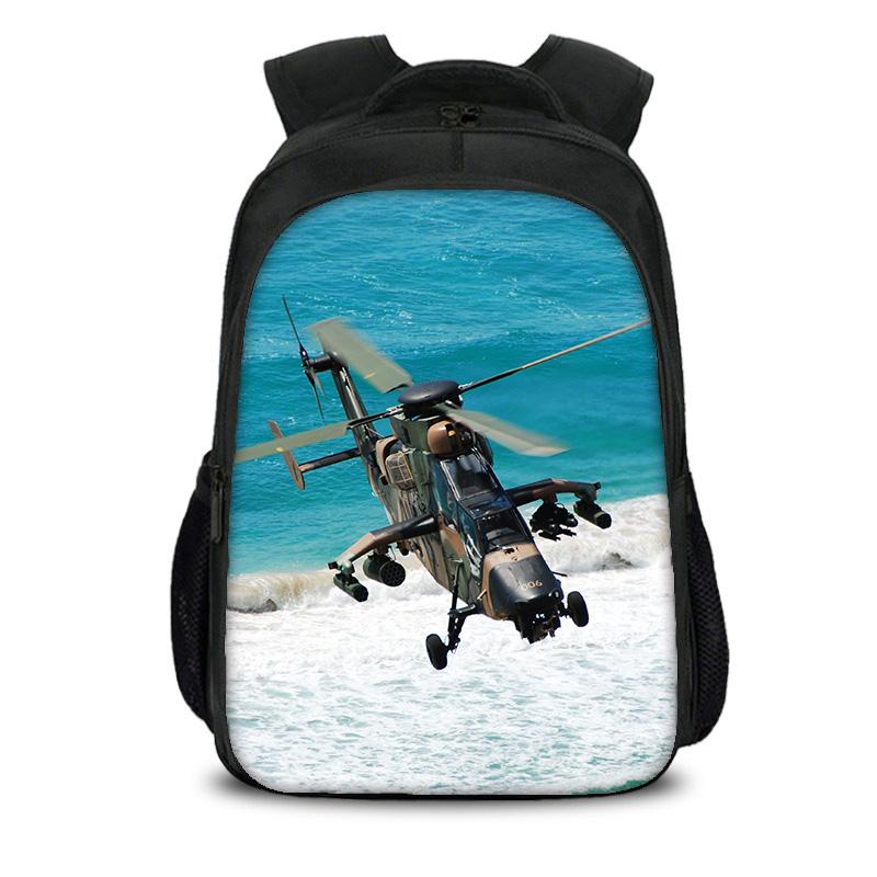 Helicopter Large Capacity Lightweight Double-layer Backpack with New Mechanical Printing the Best Gift for Boy and Girl Schools