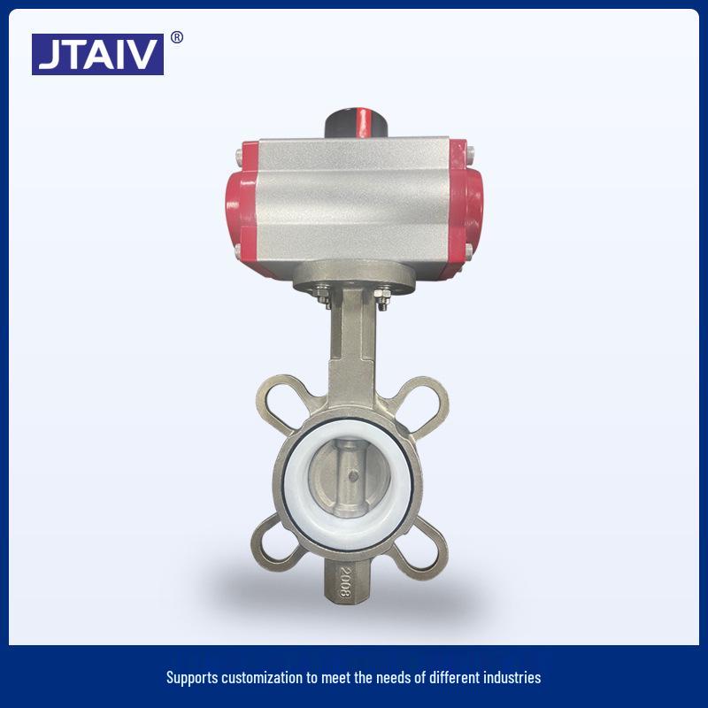 AT PTFE Sealed D671X-10P Pneumatic 304 Stainless Steel Wafer Butterfly Valve