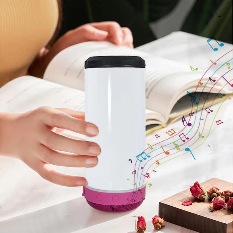 20oz 4-in1sublimation Smart Bluetooth Speaker music Straight Stainless Steel Insulated Double-layer Vacuum tumbler mug cup