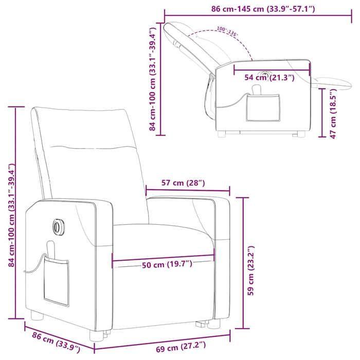 VidaXL Fauteuil inclinable de massage électrique Taupe Tissu 3324035