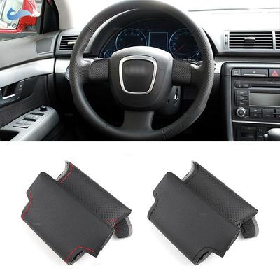 For A3 8P Sportback A4 B7 Avant A6 C6 S4 S6 Hand-stitched Car Interior Steering Wheel Cover Perforated Leather Protective Trim