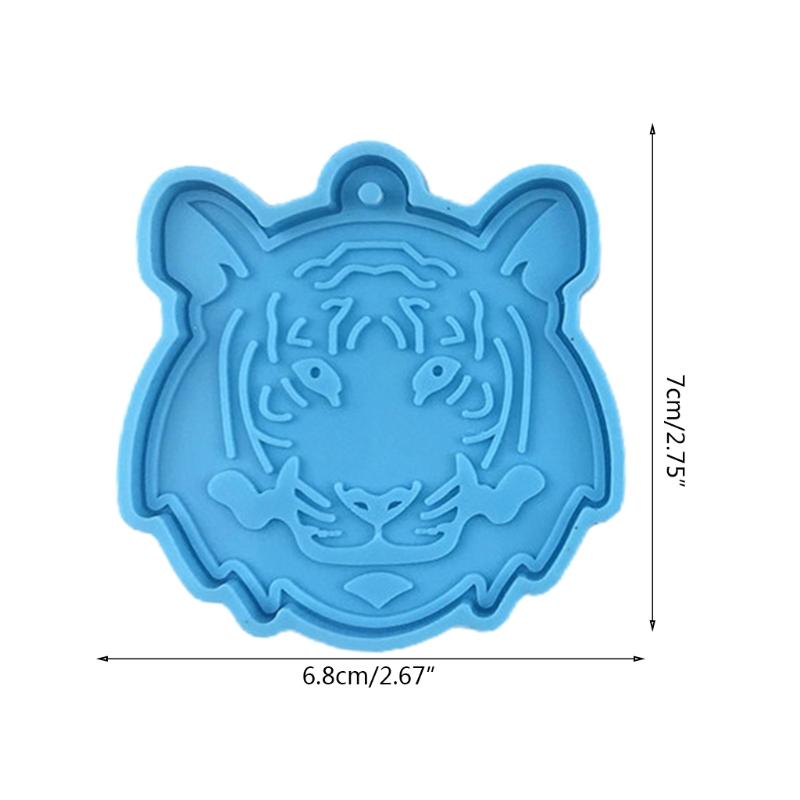 3168 Tiger for Head Keychain Silicone Mold with Hole Keyring Pendant Handmade Valentine's Day Gift Jewelry