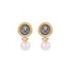 Zircon Pearl Two-Color Ancient Coin Series Earrings Women'S Fashion Retro Stud Earrings Niche Design High-End Earrings